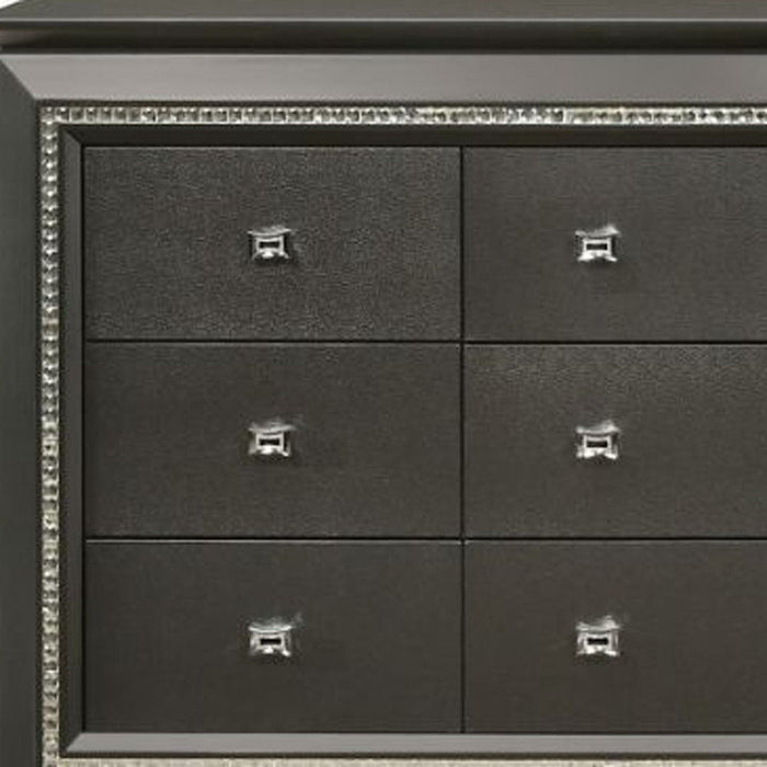 Solid Wood 9 Drawer Triple Dresser - Gray