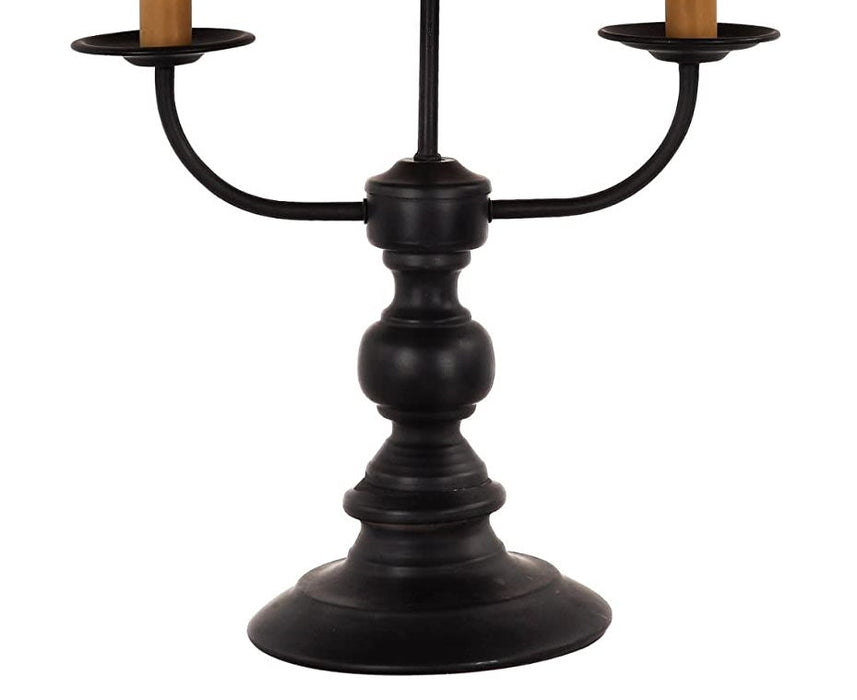 Metal Three Light Table Lamp With Natural Empire Shade - Black