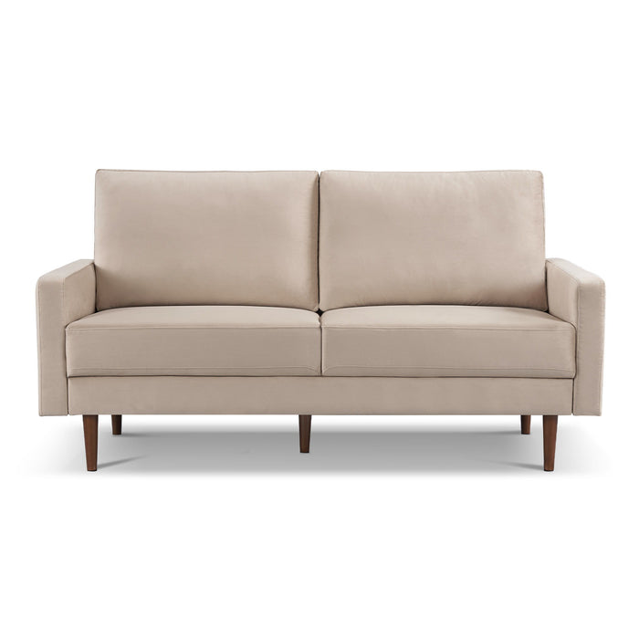 Sofa Velvet With Dark Brown Legs - Beige