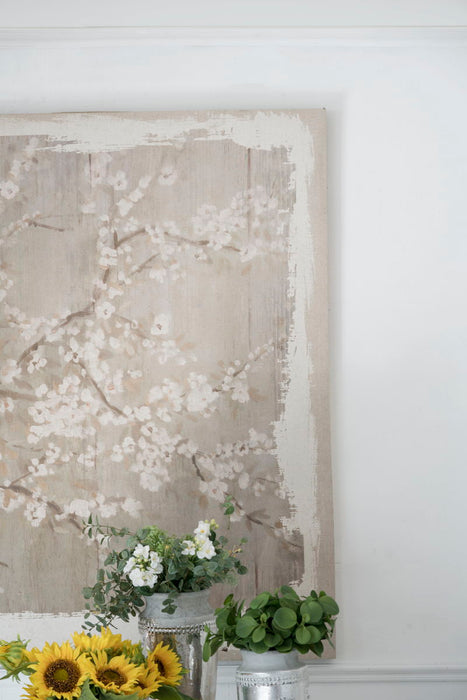 Large Cherry Blossom Canvas Art Print, Home Decor Accent Piece - Gray / White Matte