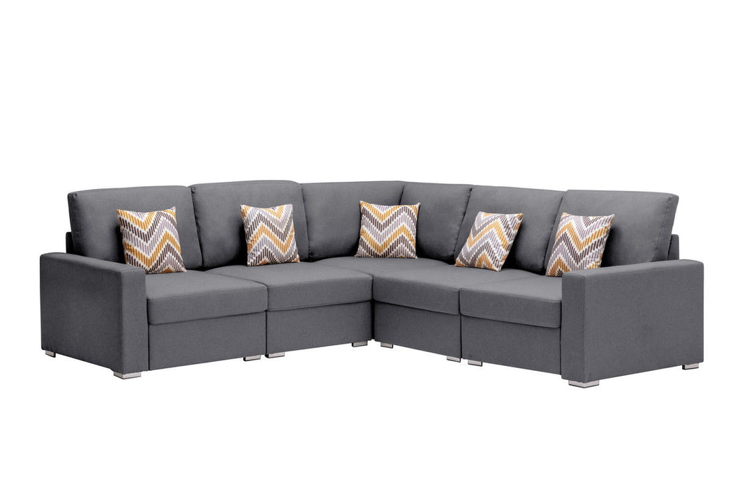 Nolan - Fabric 5 Piece Sectional Sofa With Interchangeable Legs