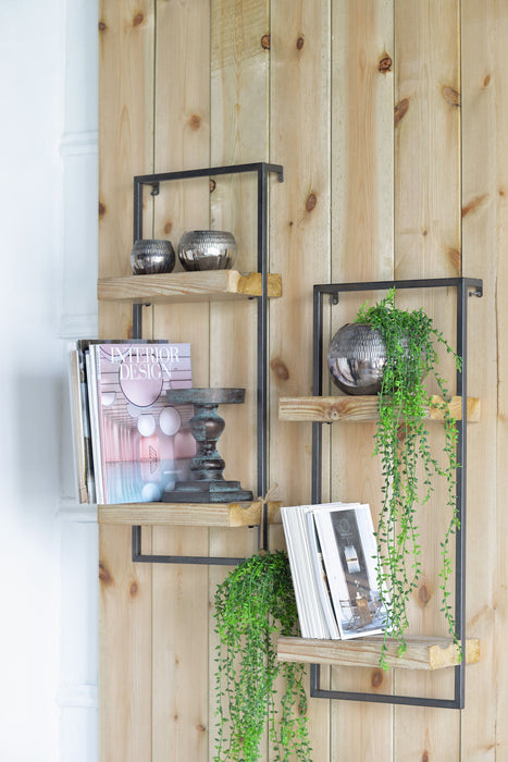 Wall Shelf With Two Shelves - Black Brown