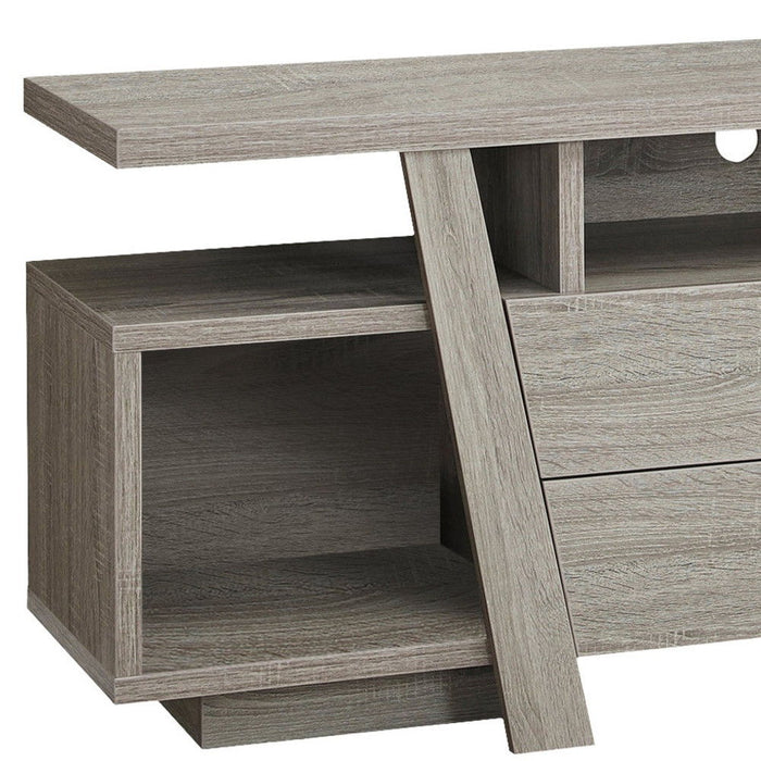 Wooden Open Shelving TV Stand - Deep Taupe