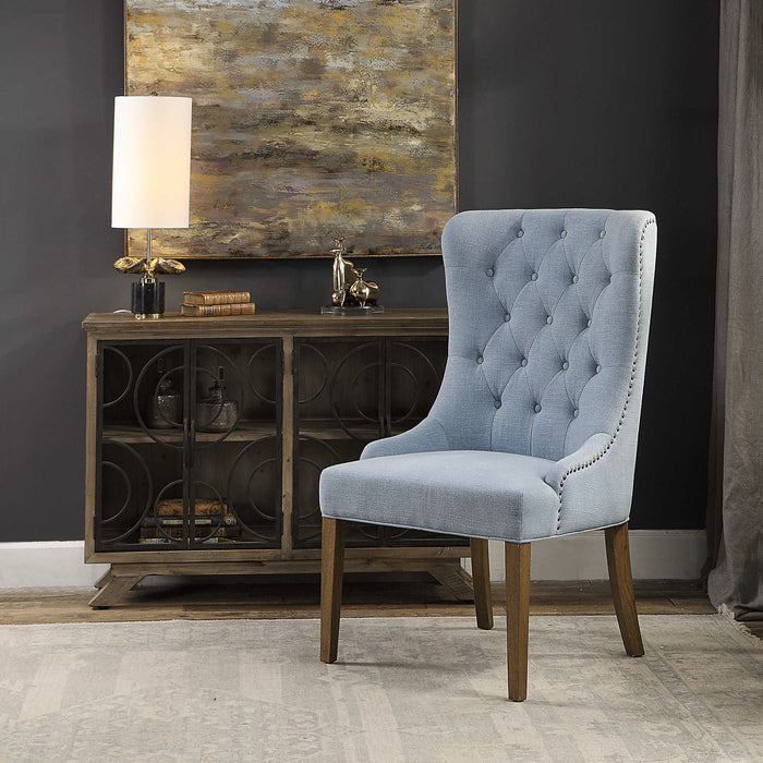 Rioni - Tufted Wing Chair - Blue