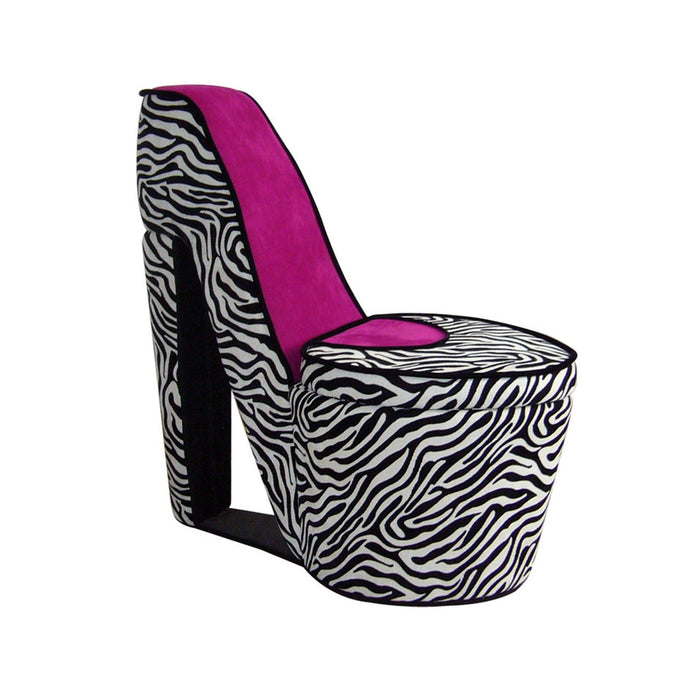 Faux Suede Animal Print Side Chair - Black / White