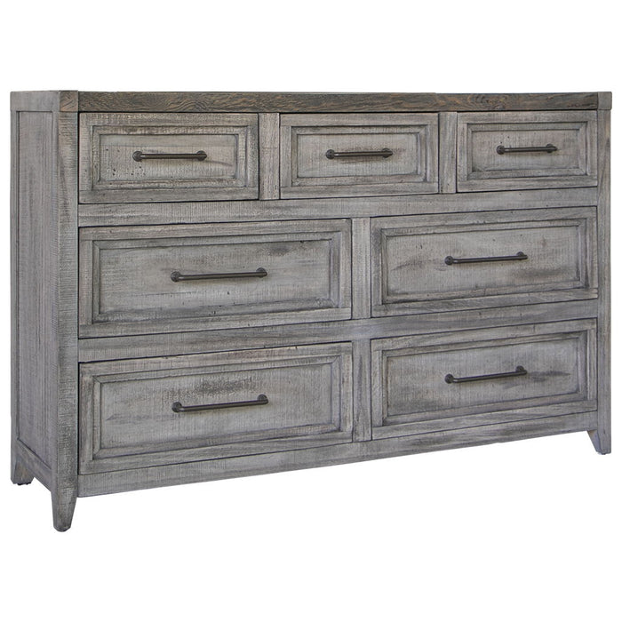 Solid Wood 7 Drawer Double Dresser - Brown