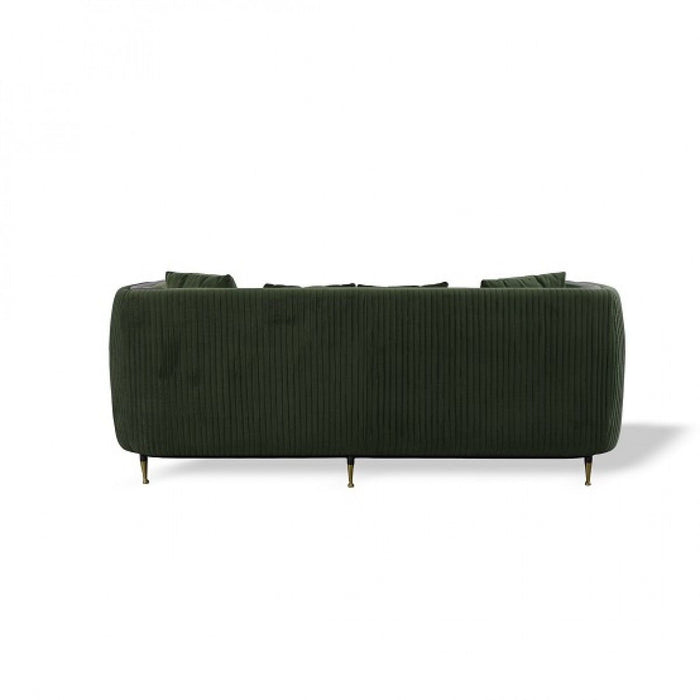 Velvet Sofa With Black And Gold Legs - Dark Green