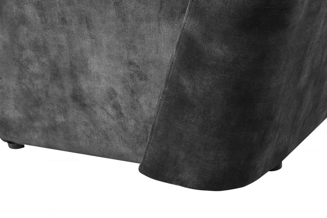 Velvet Solid Color Side Chair - Dark Gray