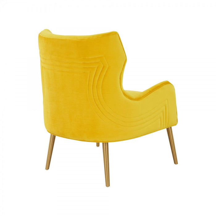 Gold Solid Color Arm Chair - Yellow Velvet And