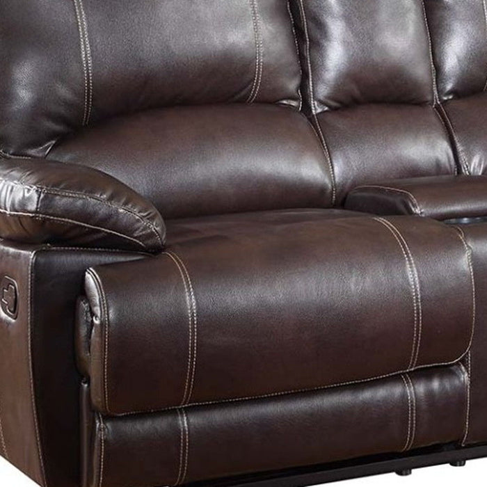 Faux Leather Love Seat Manual Reclining With Storage - Brown