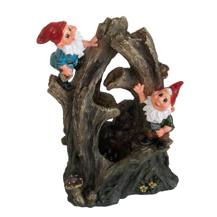 Decorative Woodland Gnome Water Fountain With LED Light - Brown