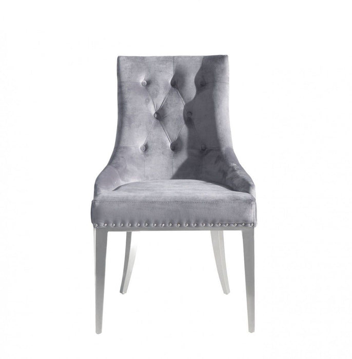 Tufted Dining Chairs (Set of 2) - Gray Velvet