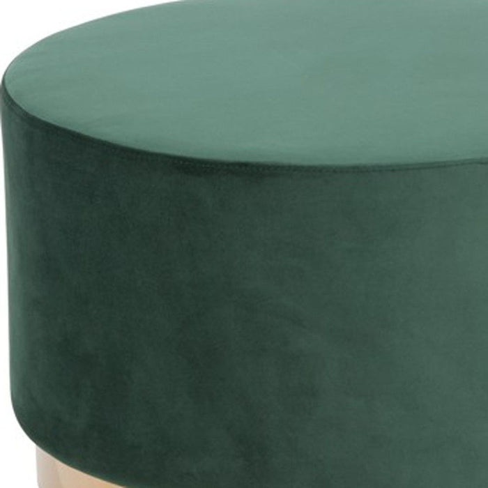 Velvet Footstool Ottoman - Green / Gold