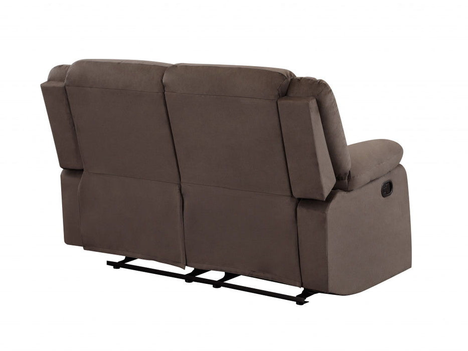 Microfiber Manual Reclining Loveseat - Brown