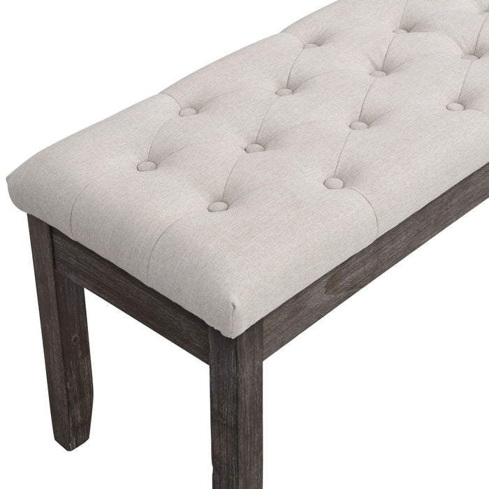 Button Tufted Upholstered Ding Bench, Entryway Shoe Bench - Beige