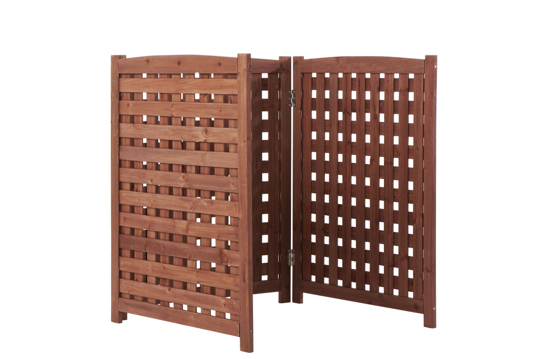 Air Conditioner Fence Screen Outside, Cedar Privacy Fence 3 Panels To Hide Ac & Trash Enclosure - Brown