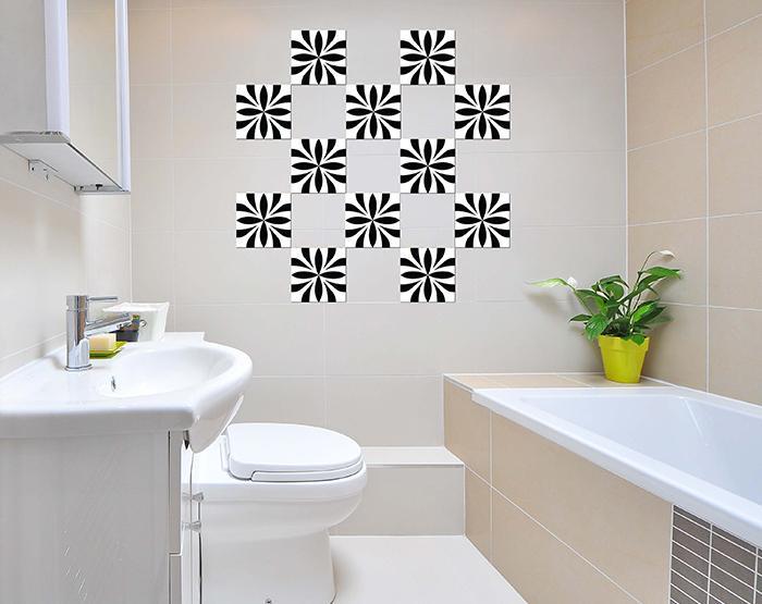Colla Peel And Stick Removable Tiles - Black And White - 6" x 6"