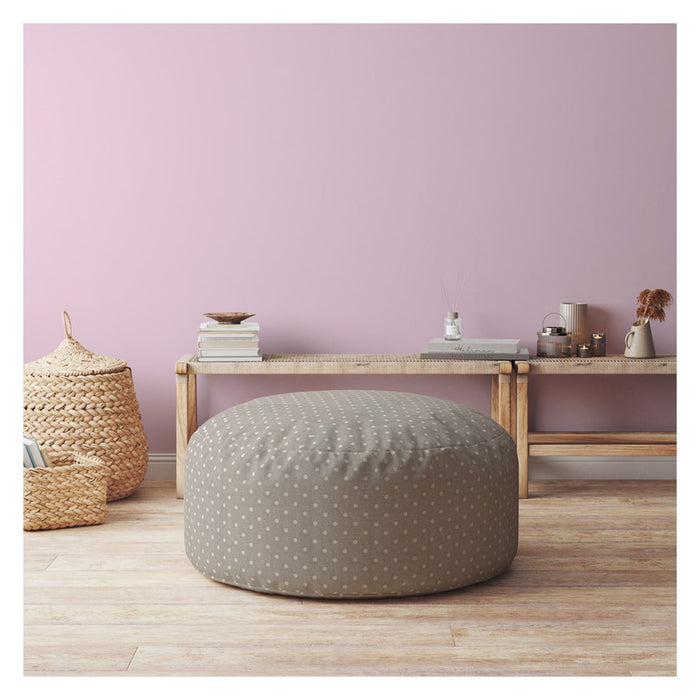 Cotton Round Polka Dots Pouf Ottoman - Gray