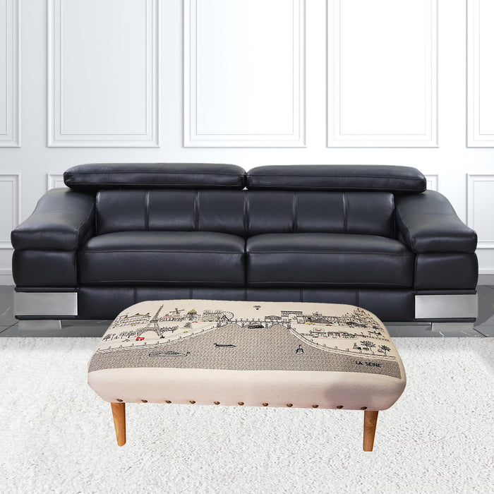 Wool Ottoman - Cream / Brown