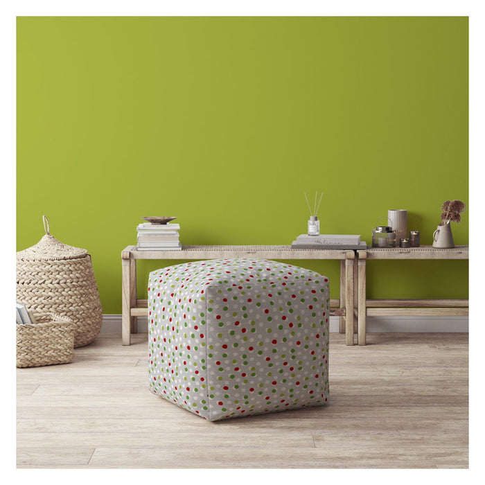 Cotton Polka Dots Pouf Cover - Green