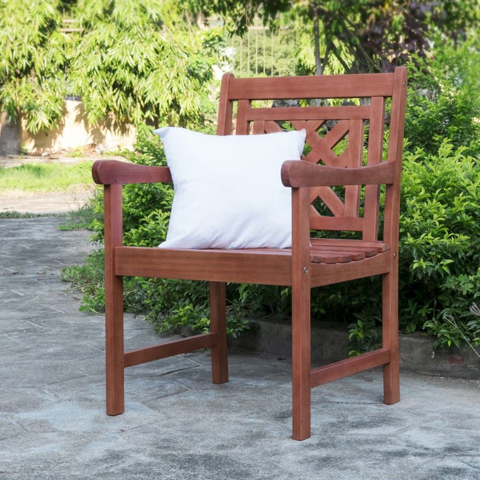 Dining Armchair With Hatched Back - Brown