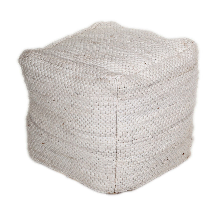 Chic Chunky Textured Pouf - White