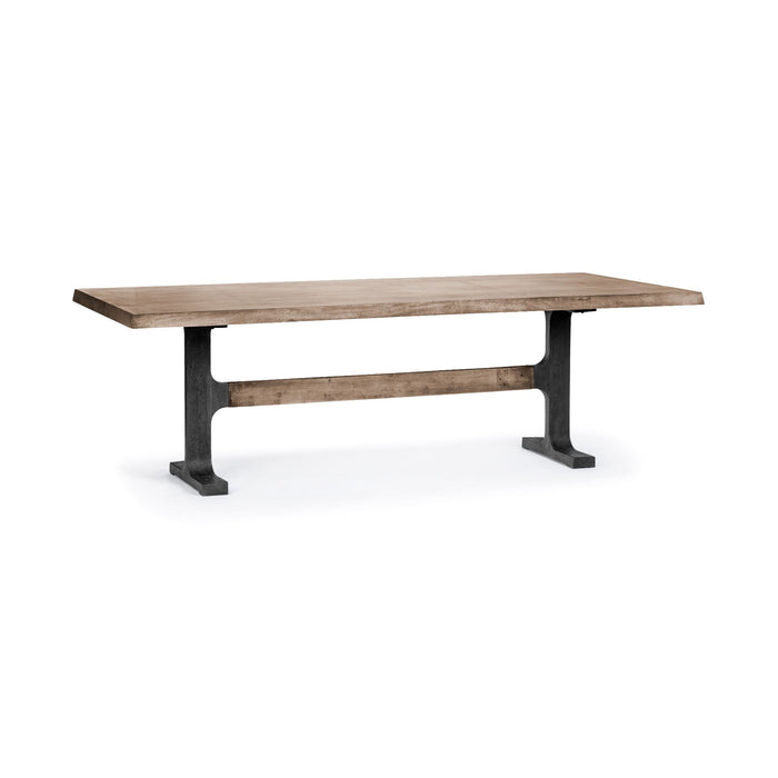 Solid Wood And Metal Trestle Base Dining Table - Natural / Black