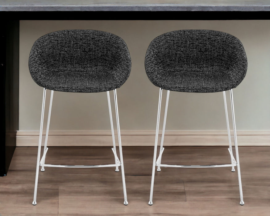 Steel Low Back Counter Height Bar Chairs (Set of 2) - Black / Silver