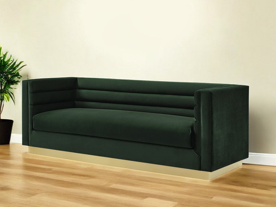 Velvet Sofa With Gold Legs - Hunter Green