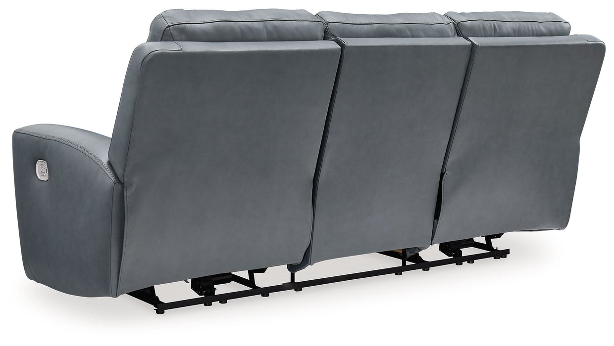 Mindanao - Steel - Pwr Reclining Sofa With Adj Headrest - Leather Match