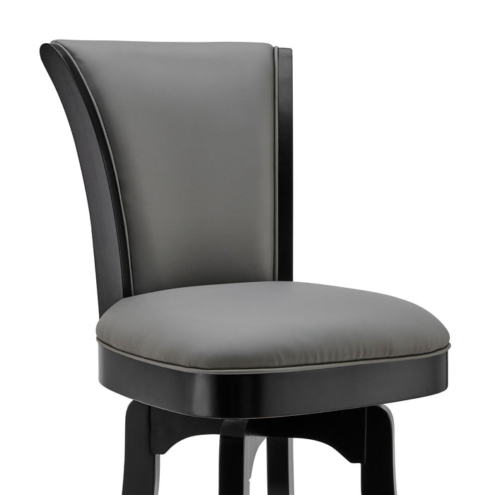 45" Faux Leather Swivel Bar / Height Bar Chair - Gray / Black