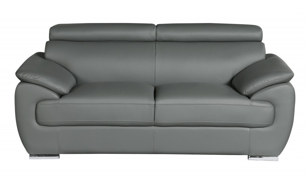 Love Seat Faux Leather - Silver / Gray