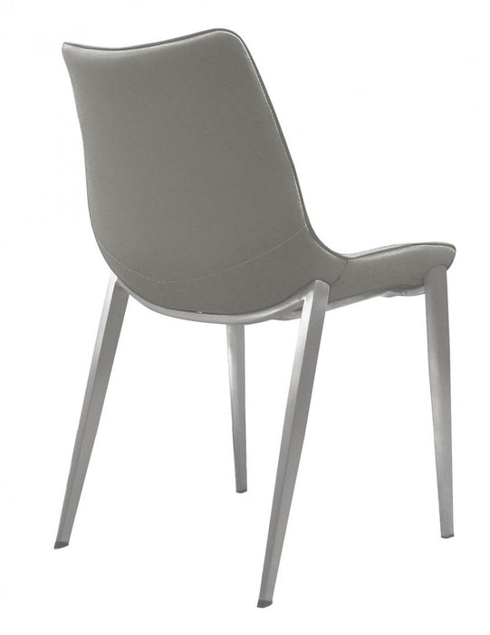 Faux Leather Modern Dining Chairs (Set of 2) - Gray