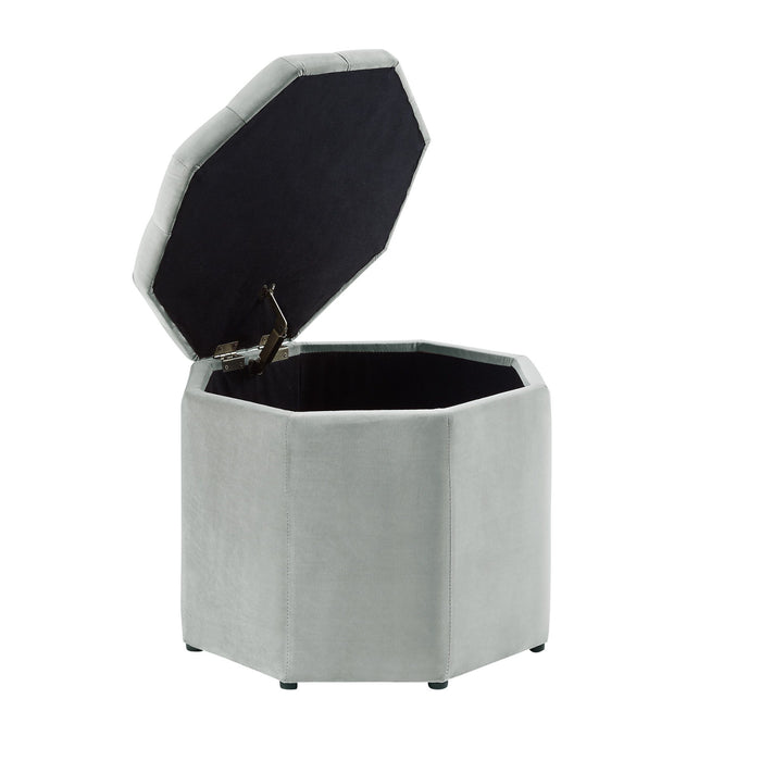 Velvet Tufted Specialty Storage - Light Gray / Black