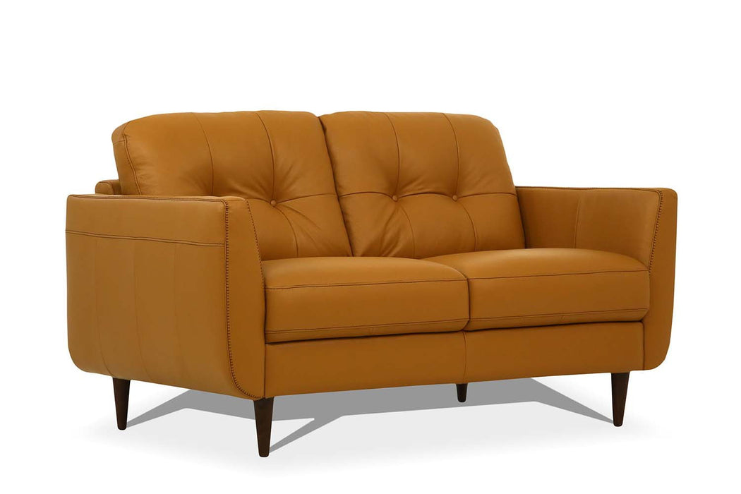 Leather Loveseat - Camel / Brown