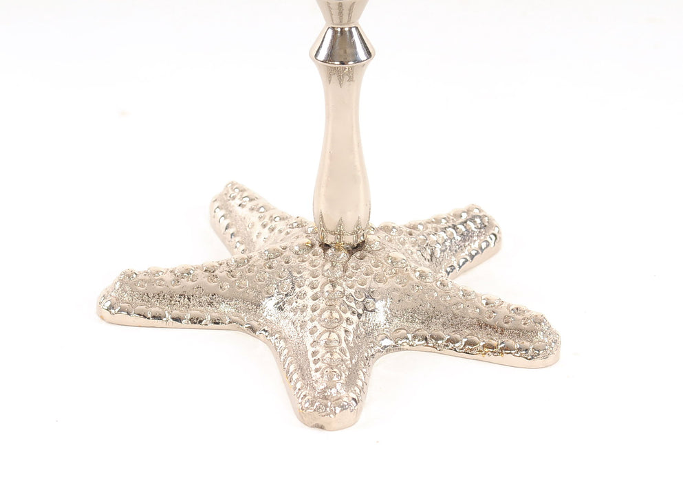 Star Fish Taper Candle Holder - Silver Finish