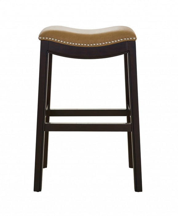 Backless Counter Height Bar Chair - Tan / Espresso