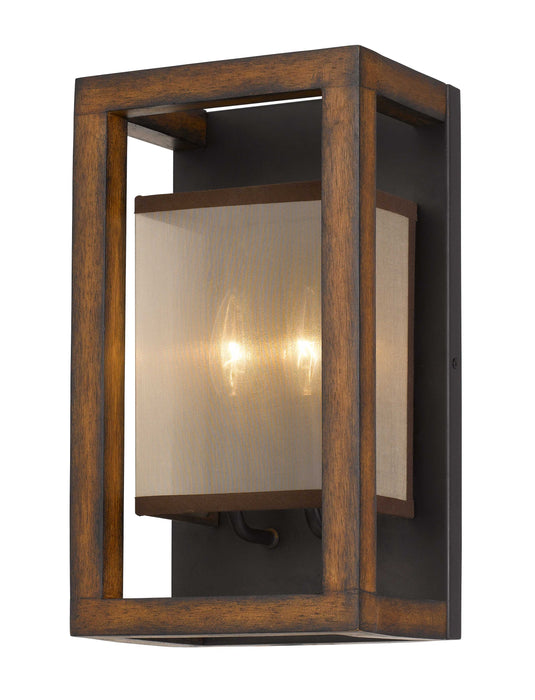 Mission - 14" Height Rubber Wood and Metal Wall Sconce - Wooden