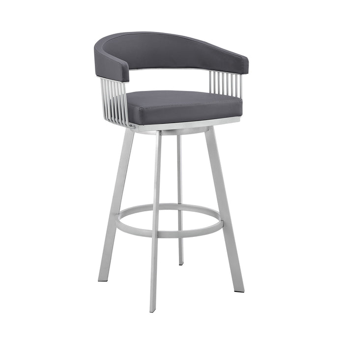 Swivel Low Back Bar Chair - Slate Gray / Silver