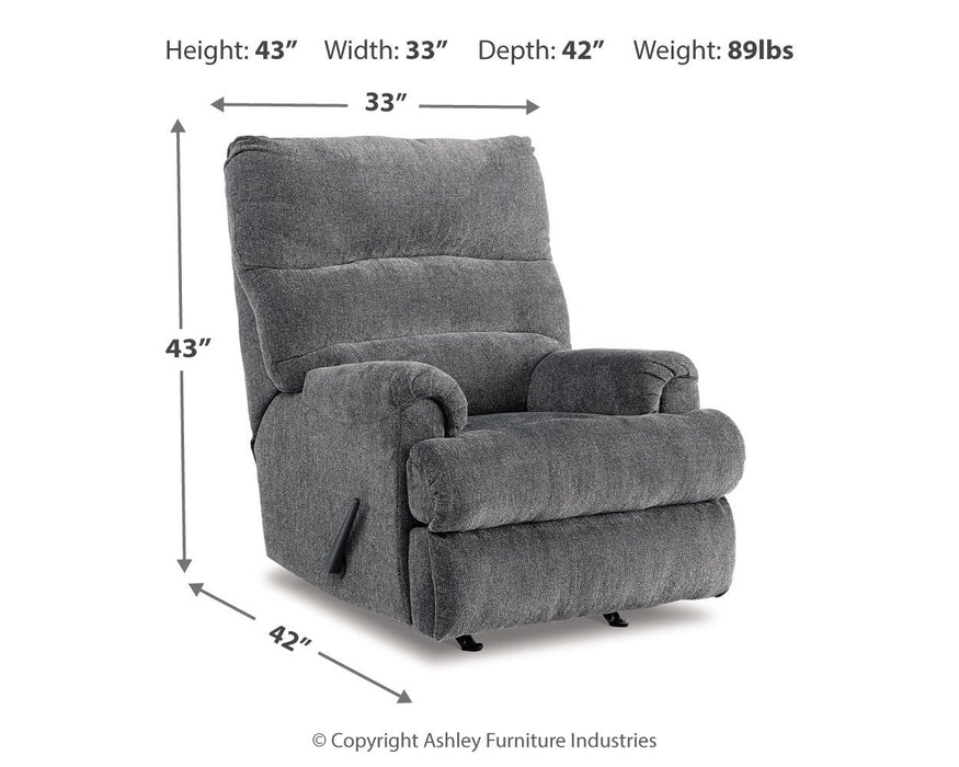 Man Fort - Graphite - Rocker Recliner - Fabric