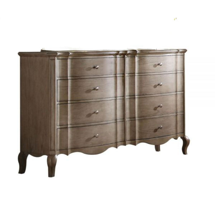 Solid Wood Eight Drawer Double Dresser - Taupe