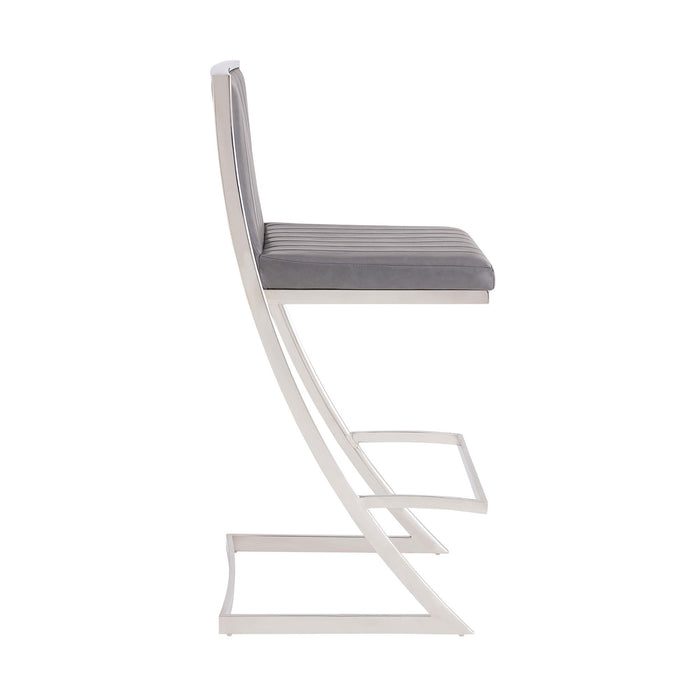 39" Counter Height Bar Chair - Gray / Silver