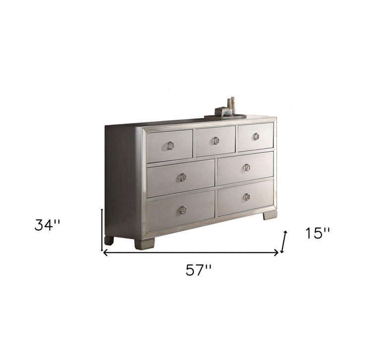 Solid Wood Seven Drawer Triple Dresser - Platinum