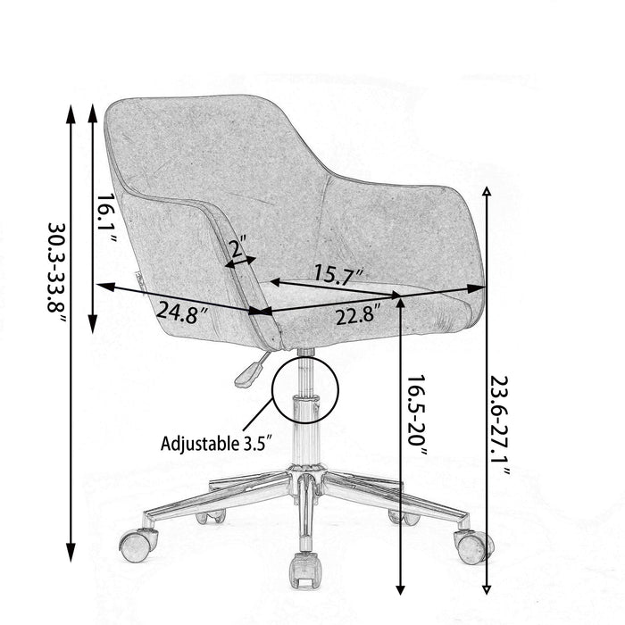 Modern Adjustable Height 360 Revolving Home Office Chair With Metal Legs And Universal Wheel For Indoor