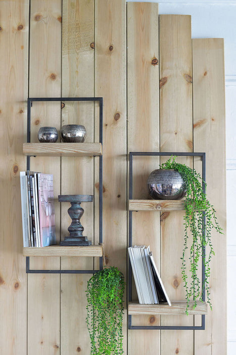 Wall Shelf With Two Shelves - Black Brown