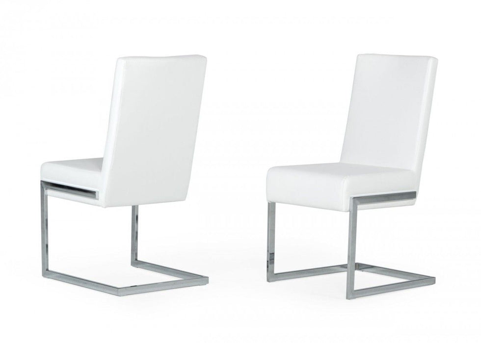 Modern Dining Chairs (Set of 2) - White Silver