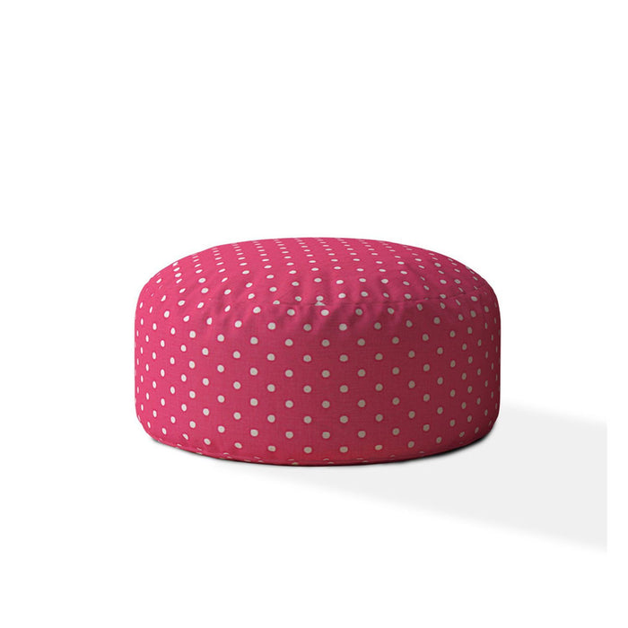 Cotton Round Polka Dots Pouf Ottoman - Pink