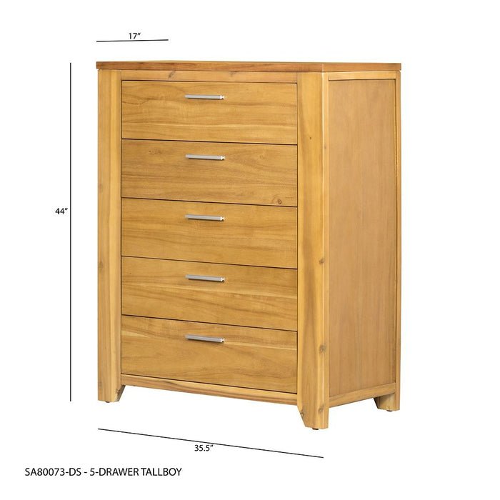 5 Drawer Dresser - Natural Brown