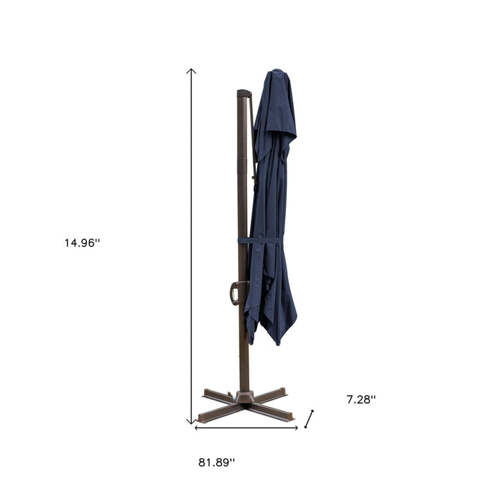 Square, Tilt Cantilever Patio Umbrella With Stand - Navy Blue