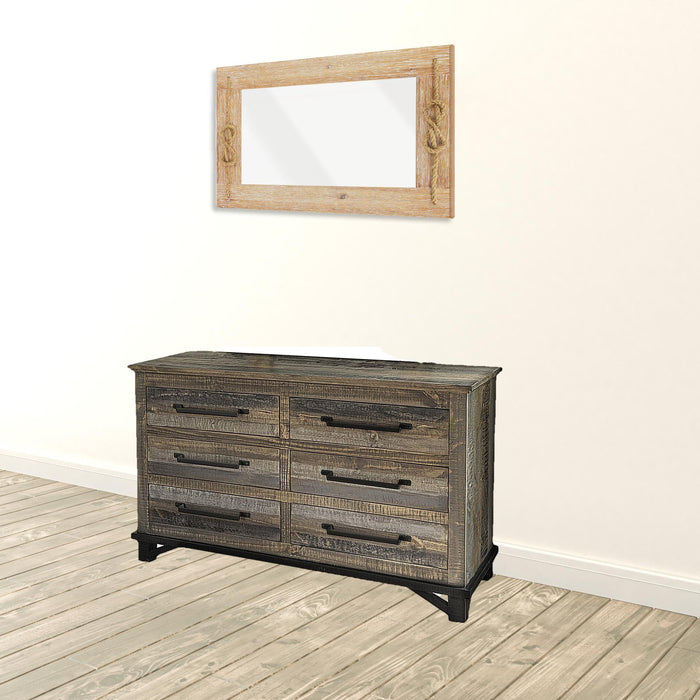 Wood 6 Drawer Double Dresser - Brown